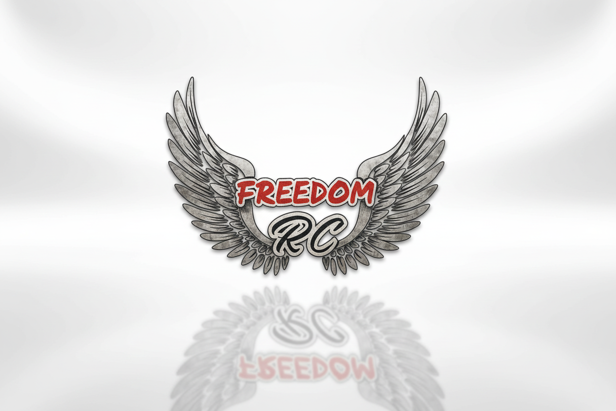 Wings logo with 'Freedom RC' text on a dark background